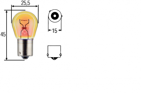 Лампа поворотная 24V/21W одноконтактная/желтая со смещенным цоколем